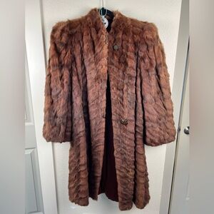 Vintage Midcentury Chocolate Brown Chinchilla Fur Coat Long